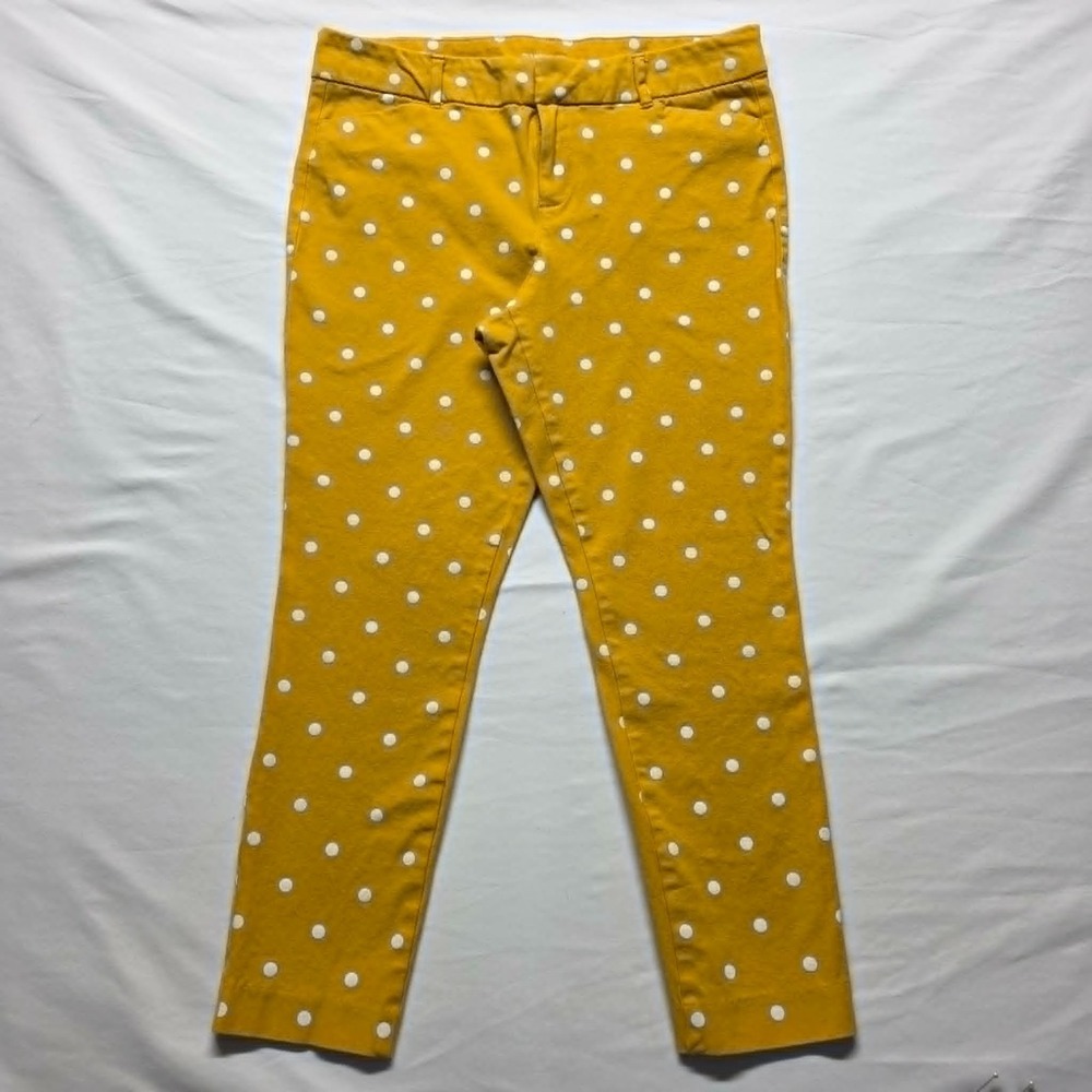 Old Navy Pixie Ankle Denim Pants Yellow White Polka Dot Summer Women' Size 12